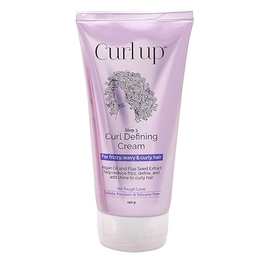 Curl Up Curl Defining Cream - All In One Leave In Conditioner Moisturizes, Enhances Natural Curl Definition & Provides Medium Hold to Dry Frizzy, Wavy & Curly Hair 150g