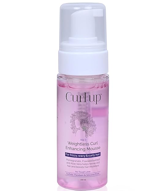 Curl Up Weightless Curl Enhancing Mousse | Frizzy, Wavy & Curly Hair Mousse | Light Weight Styler Defines Curls, adds Shine and Volume | Hair Mousse for Women & Men 150 ML