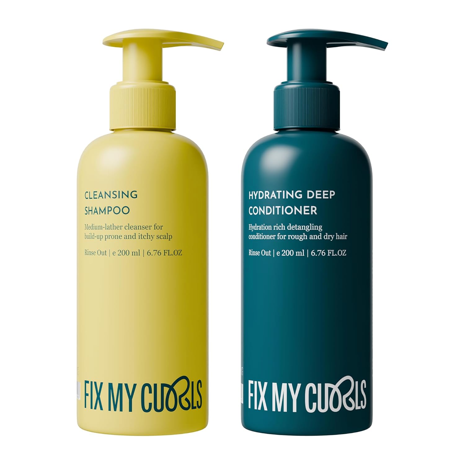 Fix My Curls Wash Day Trio | Cleansing & Moisturizing Shampoo, Hydrating Deep Conditioner | Silicone & Sulphate Free | For Curly, Wavy Hair| 100ml each